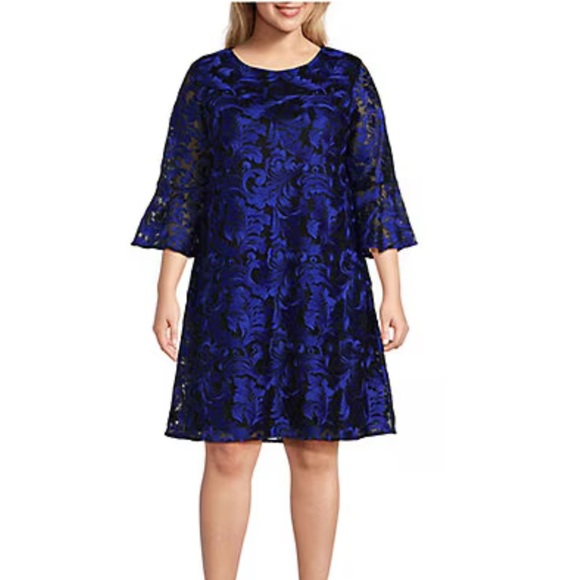 Caroline Rose NWT Bella Soiree Embroidered
Mesh Lace 3/4 Bell Sleeve Shift Dress - Picture 16 of 16